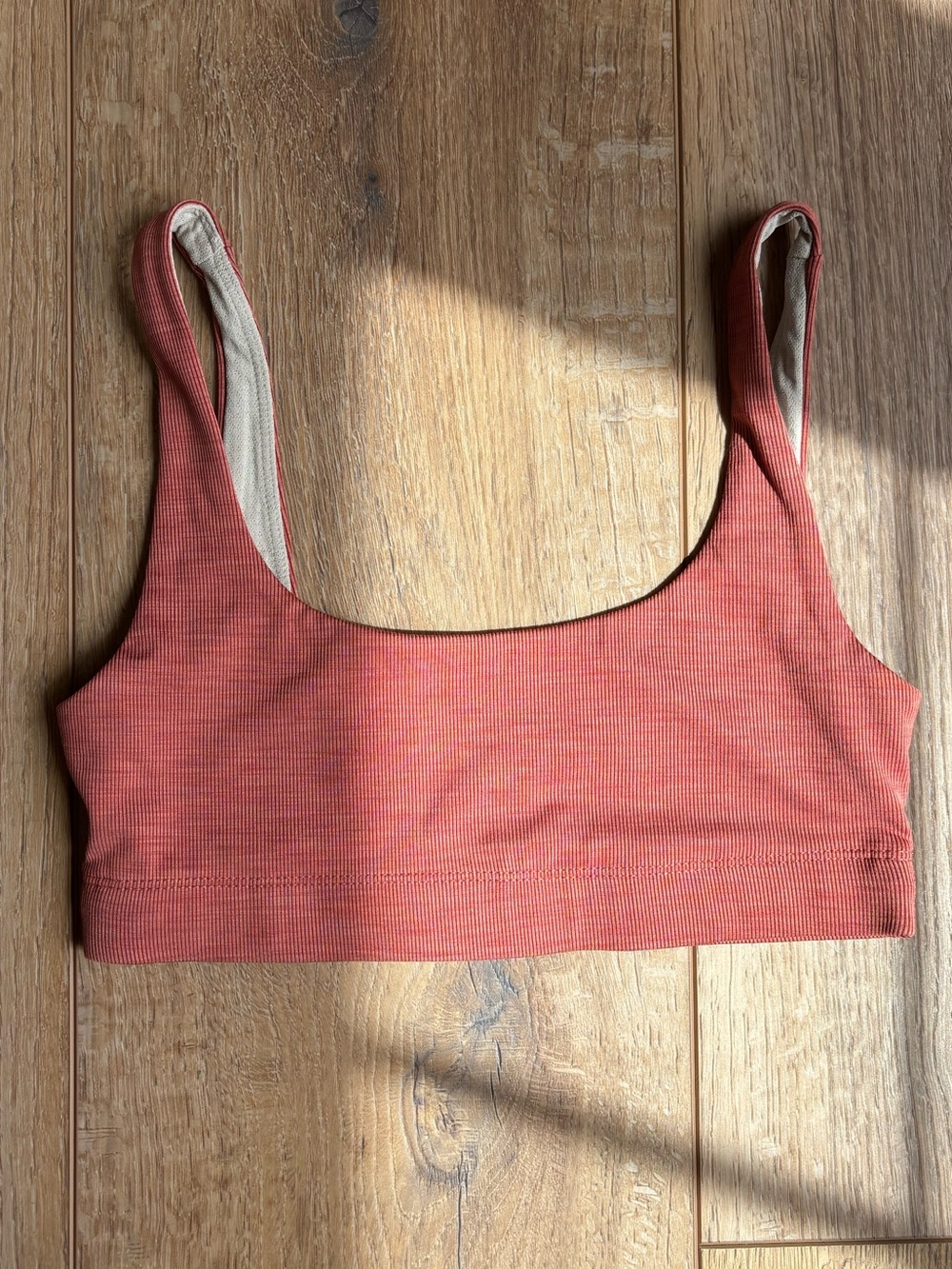 Vuori Lux Rib Daily Bra Cinnamon Heather Color Ribbed Sports Bra